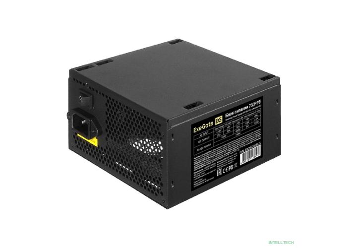 Exegate EX292335RUS Блок питания 750W ExeGate 750PPE (ATX, APFC, КПД 80% (80 PLUS), 12cm fan, 20+4pin, 2x2x(4+4)pin, 4xPCI-E, 6xSATA, 3xIDE, black)