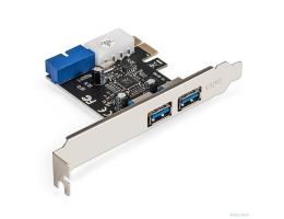 Exegate EX296209RUS Контроллер ExeGate EXE-342 (PCI-E x1 v2.0, 2*USB3.0 ext.+ 1*19pin int. (внутренние коннекторы для подключения 2*USB3.0 портов на корпусе), разъем доп.питания, VIA Labs Chipset VL80