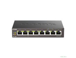 D-Link DGS-1008P/F3A Неуправляемый коммутатор с 8 портами 10/100/1000Base-T (4 порта PoE 802.3af/at, PoE-бюджет 60 Вт)