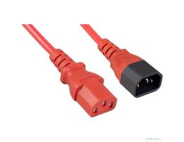 Cabeus PC-189-VDE-1.8M-RD Кабель питания монитор-компьютер IEC 320 C13 - IEC 320 C14 (3x0.75), красный, 1.8 м