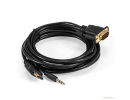 Exegate EX294719RUS Кабель-переходник HDMI-VGA ExeGate EX-HDMIM-VGAM-3.5JackS-1.8 (19M/15M+3.5mm Jack M, 1,8м) Преобразователь цифрового HDMI сигнала в VGA видео и стерео-аудио