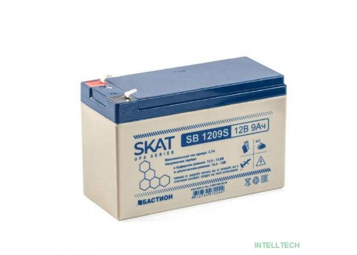БАСТИОН SKAT SB 1209S АКБ свинцово-кислотная тип AGM 12V 9Ач I зар. 2,6 А, ножевые клеммы F1, гарантия - 18 месяцев (8970)