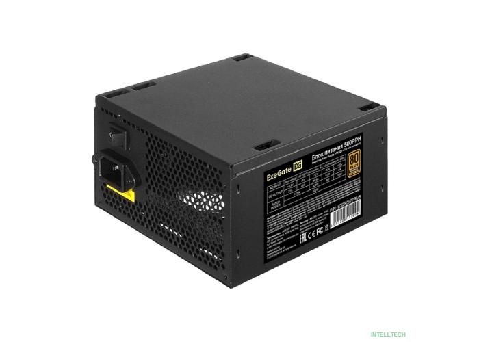 Exegate EX280577RUS-OEM Блок питания 500W Exegate 500PPH-OEM, 80+Bronze, ATX, black, APFC, 12cm, 24p, (4+4)p, 5*SATA, 3*IDE