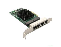 Exegate EX293453RUS Сетевой адаптер ExeGate EXE-BCM5719 (PCI-E x4 v2.0, порты 4xRJ45, 10/100/1000Mbps, Gigabit Chipset Broadcom BCM5719)