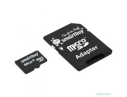 Micro SecureDigital 64Gb Smart buy SB64GBSDCL10-01 {Micro SDHC Class 10, UHS-1, SD adapter}