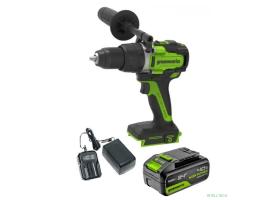 Greenworks GD24DD140 Дрель-шуруповерт аккумуляторная,  24V, 70/140Нм,Anti-kickback,1х4Ач,ЗУ,кор [3707607CUB]