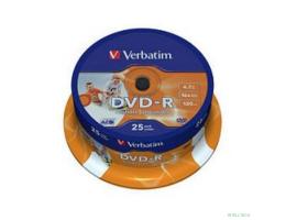 Verbatim  Диск DVD-R  4,7Gb 16x Cake Box Printable (25шт) (43538) Verbatim  Диск DVD-R  4,7Gb 16x Cake Box Printable (25шт) (43538)