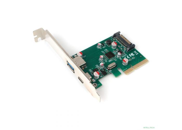 Контроллер USB Gembird SPCR-02 PCI-express, порты: 2 внешн. USB 3.1 Type-C и Type-A