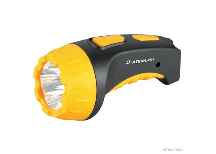 Ultraflash LED3804   (фонарь аккум 220В, черный/желтый, 4 LED, SLA, пластик, коробка)