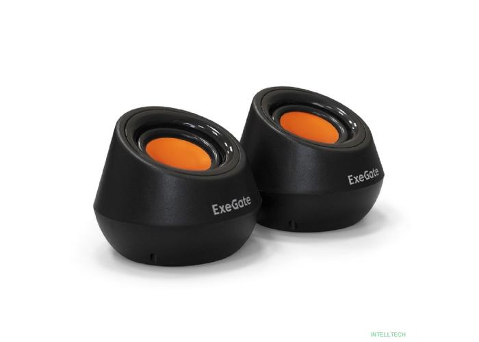 Exegate EX287060RUS Акустическая система 2.0 ExeGate Disco 130 (питание USB, 2х3Вт (6 Вт RMS), 100-20000Гц, черный/оранжевый)