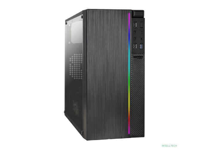 Exegate EX283754RUS Корпус Minitower ExeGate mEVO-9301-RGB (mATX, без БП, с окном, 2*USB+1*USB3.0, HD аудио, черный с RGB подсветкой)
