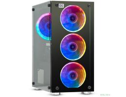 ExegateEX294382RUS Корпус Minitower ExeGate Mistery X2 (mATX, без БП, 2*USB+1*USB3.0, аудио, черный, 4 вент. 12см с RGB подсветкой, боковая панель - закаленное стекло)