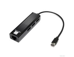 5bites Кабель-адаптер UA3C-45-09BK Type-C / 3*USB2.0 сетевая карта / RJ45 100MB / BLACK