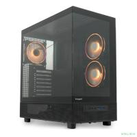 Case HSPD F710, Panoramic Mid Tower, Black, TG, 0.5 SPCC, 3x120mm ARGB (FN027) E-ATX, ATX, mATX, mITX 185/395/270mm 2x2.5