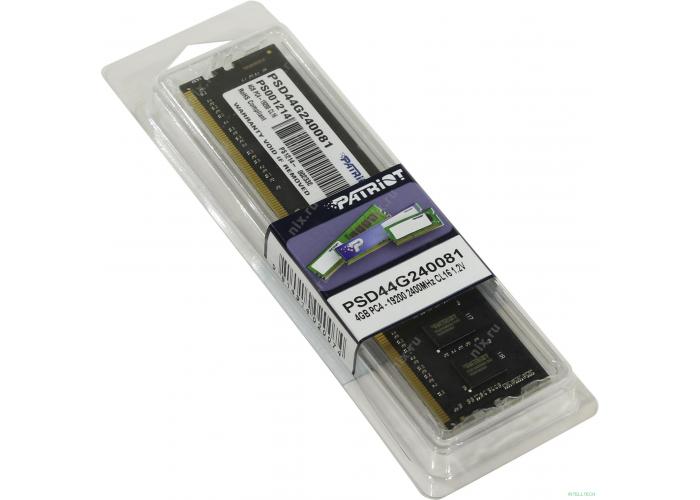Patriot DDR4 DIMM 4GB PSD44G240081 PC4-19200, 2400MHz