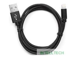 Gembird Кабель USB 2.0 Cablexpert CC-ApUSB2bk1m, AM/Lightning 8P, 1м, нейлоновая оплетка, алюминиевые разъемы, черный, пакет
