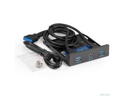 Exegate EX298351RUS Планка USB на переднюю панель ExeGate U3H-627S, 3,5", 2*USB3.0+HD Audio Combo, черная, металл, подсоед. к MB