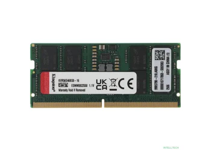 Kingston 16GB 5600MT/s DDR5 Non-ECC CL46 SODIMM 1Rx8 KVR56S46BS8-16