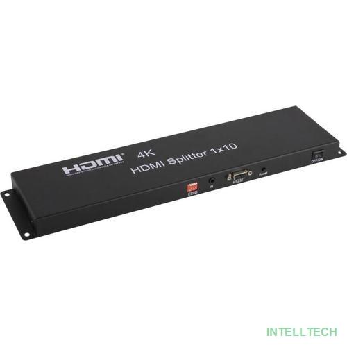 ORIENT HSP0110H, HDMI 4K Splitter 1->10, HDMI 1.4/3D, UHDTV 4K(3840x2160)/HDTV1080p/1080i/720p, HDCP1.2, EDID управление, RS232 порт, IR вход, внешний БП 12В/2А, метал.корпус (31036)