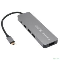 Gembird Док-станция Type-C 5в1: 3xUSB3.1, PD100W, HDMI, кабель 17см, алюминий (UHB-D1)