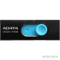 A-DATA Flash Drive 64GB UV220 USB2.0, черный и синий [auv220-64g-rbkbl]