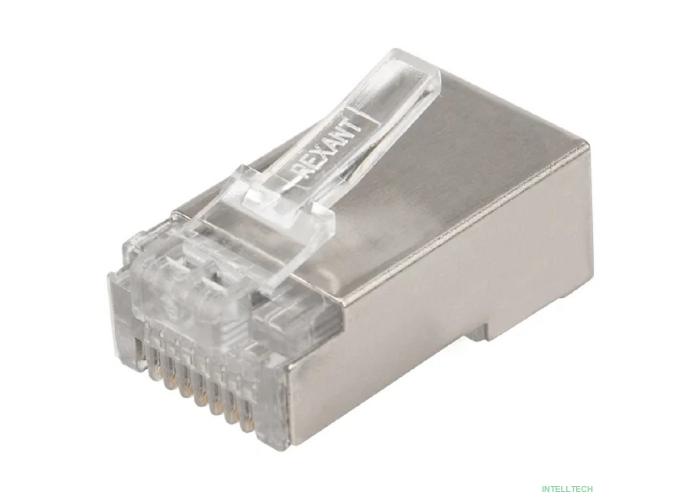 Rexant (06-0082-A10) Разъем сетевой LAN на кабель, штекер 8Р8С (RJ-45), под обжим, в экране, 10шт.