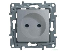 Legrand 672434 Розетка 2К со шторками - немецкий стандарт - винтовые зажимы - 16 А - 250 В~ - Etika - алюминий