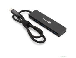 Exegate EX297631RUS USB-Хаб (концентратор) 4-в-1 ExeGate DUB-4C/3 (кабель-адаптер USB Type C --> 4xUSB3.0, Plug&Play, черный)