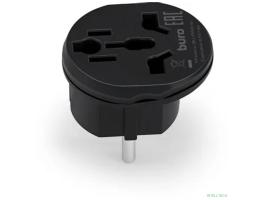 Адаптер-переходник Buro  BU-PA01-B (1 розетка) черный (пакет ПЭ) {1844152} {переходник для Apple универсальный}