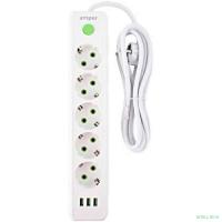 Amper сетевой удлинитель, 4,0м, 5 розеток, 10А, 2500 Вт, 3usb, белый. [JH-1033U-4W]