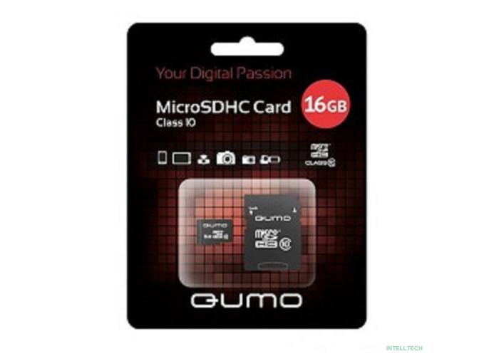 Micro SecureDigital 16Gb QUMO QM16GMICSDHC10U1 {MicroSDHC Class 10 UHS-I, SD adapter}