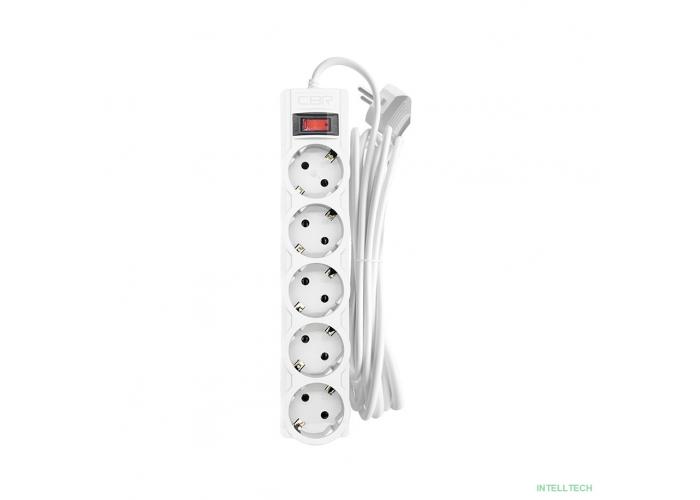 CBR Сетевой фильтр CSF 2505-3.0 White PC, 5 евророзеток, длина кабеля 3 метра, цвет белый (пакет)