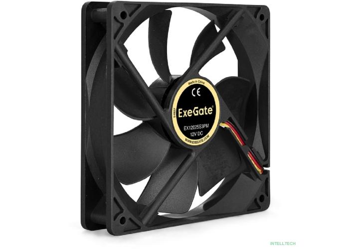 Exegate EX283389RUS Вентилятор ExeGate EX12025S3PM, 120x120x25 мм, подшипник скольжения, 3pin+Molex, 1200RPM, 25dBA