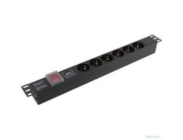 Exegate EX280832RUS Блок розеток ExeGate ServerPro PDU-19H607 Al-6S-C14-SW-SPD1, 19",1U,алюм, 6Schuko, С14, SPD1