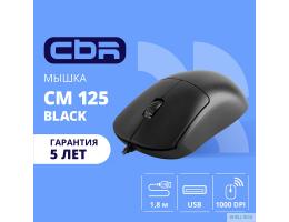 CBR CM 125 Black USB, Мышь офисн., оптич., 1000dpi, 3 кн., 1,8 м
