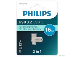 PHILIPS USB Drive 16GB  2-in-1 USB 3.2 USB C, OTG, USB 3.2/Type-C, Металл, 100 MB/s