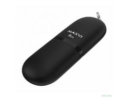 Maxvi USB Drive 8GB SF black, монолит с колпачком, soft touch, USB 2.0