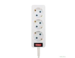 PROconnect (11-7205) Удлинитель 3 гнезда, 1,5м, 3х0,75мм?, с/з, с кнопкой, белый