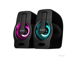 SVEN 255, чёрный, USB, акустическая система 2.0,  мощность 2x3 Вт(RMS), подсветка
