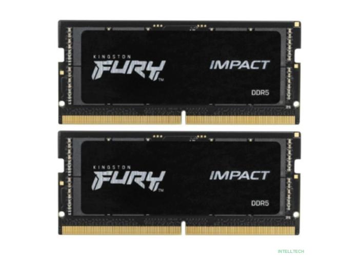 Память оперативная/ Kingston 32GB 5600MHz DDR5 CL40 SODIMM (Kit of 2) FURY Impact KF556S40IBK2-32