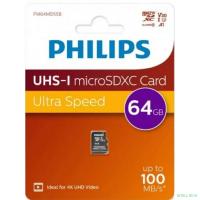 Micro SecureDigital 64GB Philips High Speed  microSDHC Class UHS-I U3, V30, A1, 100MB/s