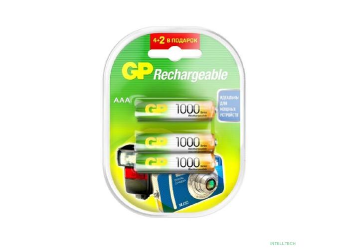 GP ReEnergy 100AAAHC AAA, емкость 1000 мАч(100AAAHC4/2RGY-2CRCB6)  (6 шт. в уп-ке)  аккумулятор