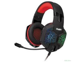 SVEN AP-U988MV черно-красный {с полноразмерными наушниками закрытого типа, встроенный регулятор громкости, подключение: 2 x mini jack 3.5 mm, частота воспроизведения 20-20000 Гц}