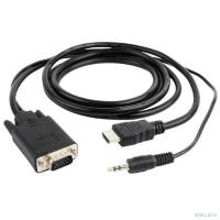 Кабель HDMI->VGA Cablexpert A-HDMI-VGA-03-10, 19M/15M + 3.5Jack, медь, позол.разъемы, 3м, черный, пакет