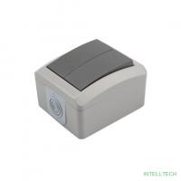 Rexant KR-78-0609 Выключатель двухклавишный KRANZ INDUSTRIAL открытой установки, IP54 серый							