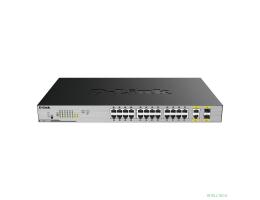 D-Link DGS-1026MP/B2A Неуправляемый коммутатор с 24 портами 10/100/1000Base-T, 2 комбо-портами 100/1000Base-T/SFP (24 порта PoE 802.3af/at, PoE-бюджет 370 Вт)
