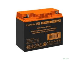 Exegate EP234540RUS Аккумуляторная батарея HR 12-18/EXG12180 (12V 18Ah, клеммы F3 (болт М5 с гайкой))