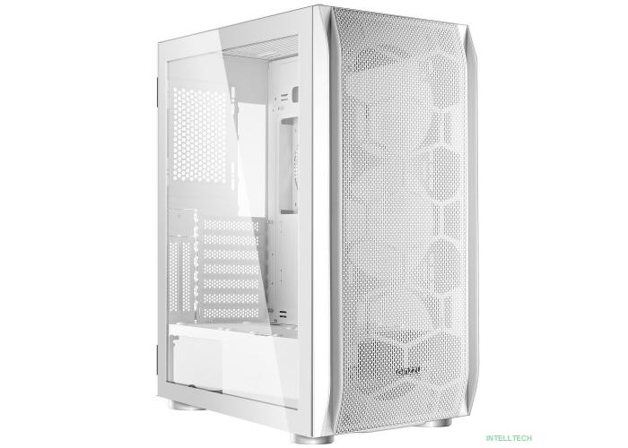 Ginzzu GL185 White боковая дверца закаленное стекло на петлях на магнитах