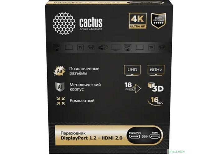 Переходник аудио-видео Cactus CS-DP-HDMI-ADR DisplayPort (m)/HDMI (f) 5м. позолоч.конт. черный