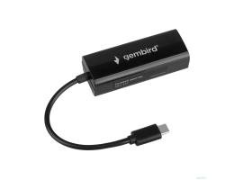 Gembird Сетевой адаптер Ethernet Type-C USB 2.0 - Fast Ethernet adapter, пластик,черный,RTL8152 (NIC-U10)